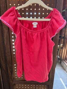 Crewcuts Coral Pink Textured Elastic-Neck Top